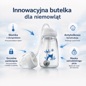 BabyBottle – Butelka dla niemowląt ze słomką, nauka samodzielnego picia, antykolkowa